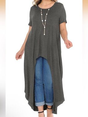 Pastels by Vivienne Women's Charcoal High-Low Split shirt/ dress